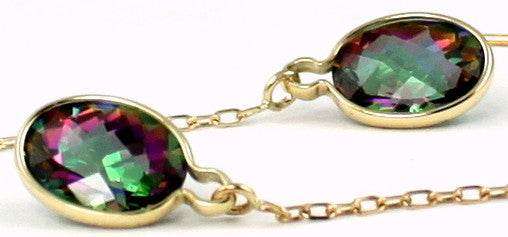E005, Mystic Fire Topaz, 14KY Gold Threader Earrings