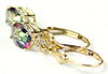 E007, Mystic Fire Topaz, 14KY Gold Leverback Earrings