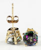 E012, Mystic Fire Topaz, 14KY Gold  Stud/Post Earrings