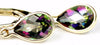E021, Mystic Fire Topaz, 14KY Gold Leverback Earrings