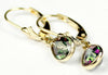 E021, Mystic Fire Topaz, 14KY Gold Leverback Earrings