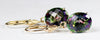 E107, Mystic Fire Topaz, 14KY Gold Leverback Earrings