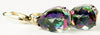 E327, Teardrop Mystic Fire Topaz, 14KY Gold Leverback Earrings