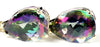 E327, Teardrop Mystic Fire Topaz, 14KY Gold Leverback Earrings