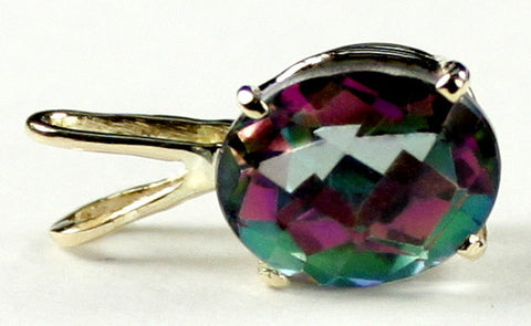 P002, 3.3 ct Mystic Fire Topaz, 14KY Gold Pendant