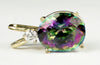 P022, 6 ct Mystic Fire Topaz, 14KY Gold Pendant w/10pt accent