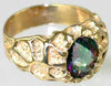 R168, 3.3ct Mystic Fire Topaz set in a Gold Nugget Style Men's Ring