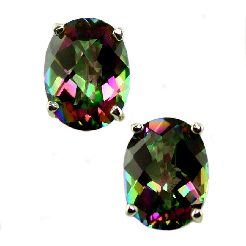 SE002, Mystic Fire Topaz, 925 Sterling Silver Stud/Post  Earrings