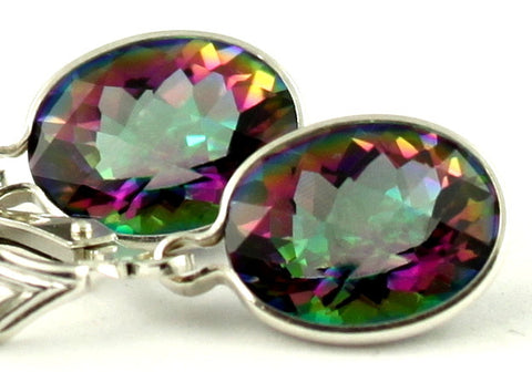 SE101, Mystic Fire Topaz, 925 Sterling Silver Leverback Earring