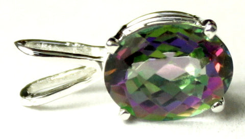 SP002, 3.3 ct Mystic Fire Topaz, 925 Sterling Silver Pendant