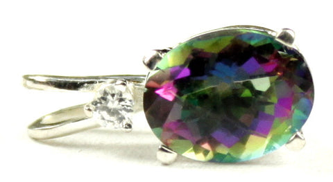 SP020, 3.3 ct Mystic Fire Topaz, 925 Sterling Silver Pendant w/ CZ Accent