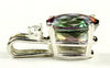 SP020, 3.3 ct Mystic Fire Topaz, 925 Sterling Silver Pendant w/ CZ Accent