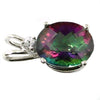 SP022, 6 ct Mystic Fire Topaz, 925 Sterling Silver Pendant w/ 10pt CZ Accent