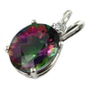 SP022, 6 ct Mystic Fire Topaz, 925 Sterling Silver Pendant w/ 10pt CZ Accent