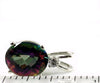 SP022, 6 ct Mystic Fire Topaz, 925 Sterling Silver Pendant w/ 10pt CZ Accent