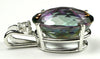 SP085, 15 ct Mystic Fire Topaz, 925 Sterling Silver Pendant w/ 15pt CZ Accent