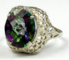 SR009, 6ct Mystic Fire Topaz set in a Sterling SIlver Antique Style Ring