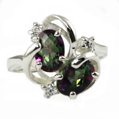 SR016, 2tcw Mystic Fire Topaz set in a Sterling SIlver Ring