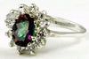 SR235, 1.5ct Mystic Fire Topaz set in a Sterling SIlver Ring w/ 12 CZ Accents