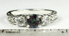 SR254, 1ct round Mystic Fire Topaz set in a Sterling SIlver Engagement Ring w/ 2 4mm CZ Accents