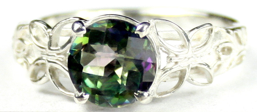 SR292, 2ct round Mystic Fire Topaz set in a Sterling SIlver Butterfly Ring