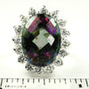 SR310, 12ct Mystic Fire Topaz set in a large Sterling SIlver Ring w/ 16 CZ Accents