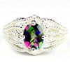 SR365, 1.5 cts Mystic Fire Topaz set in a Beaded Sterling SIlver Ring