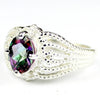 SR365, 1.5 cts Mystic Fire Topaz set in a Beaded Sterling SIlver Ring