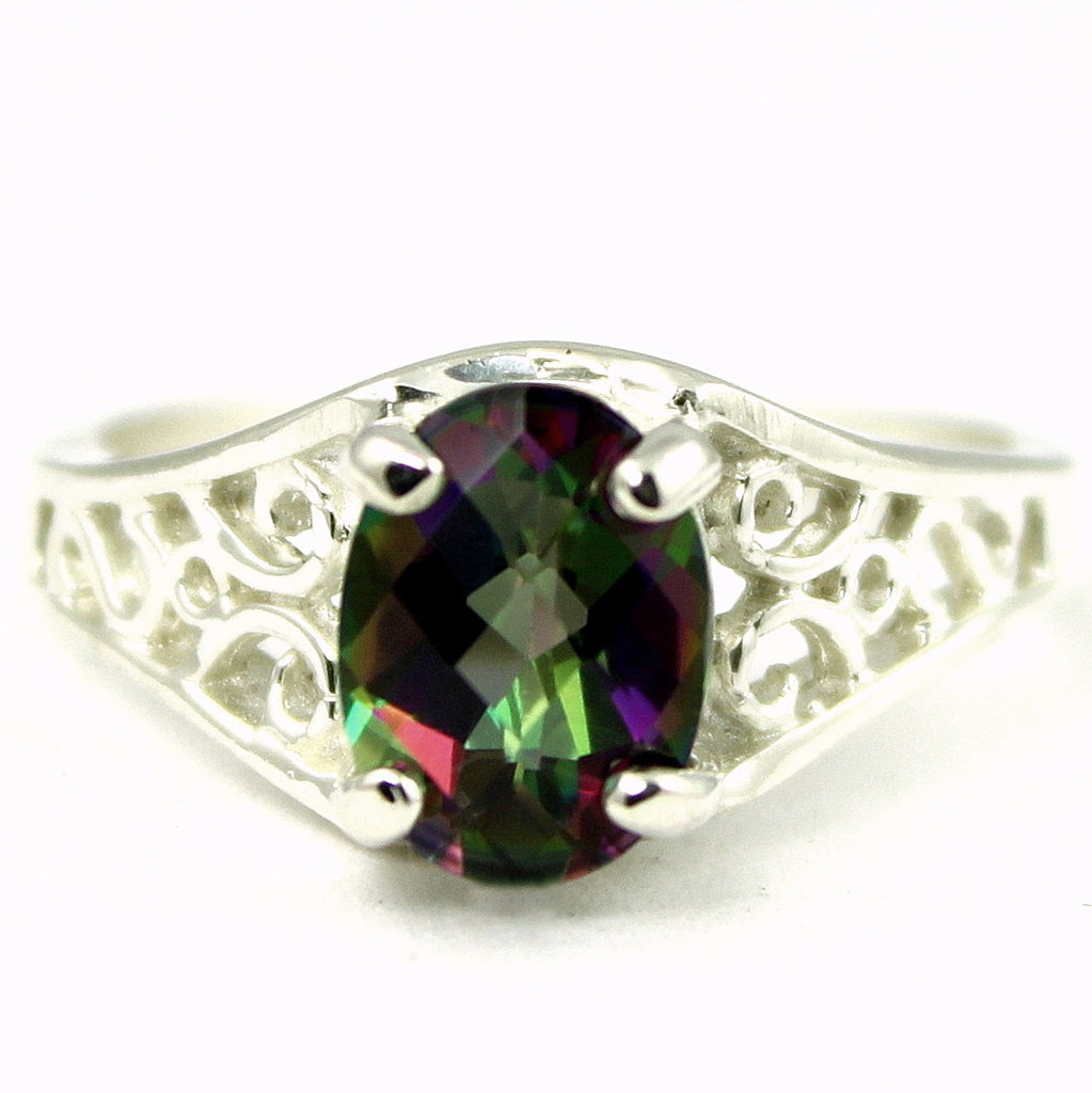 SR305, 1.5 cts Mystic Fire Topaz set in a Sterling SIlver Ring